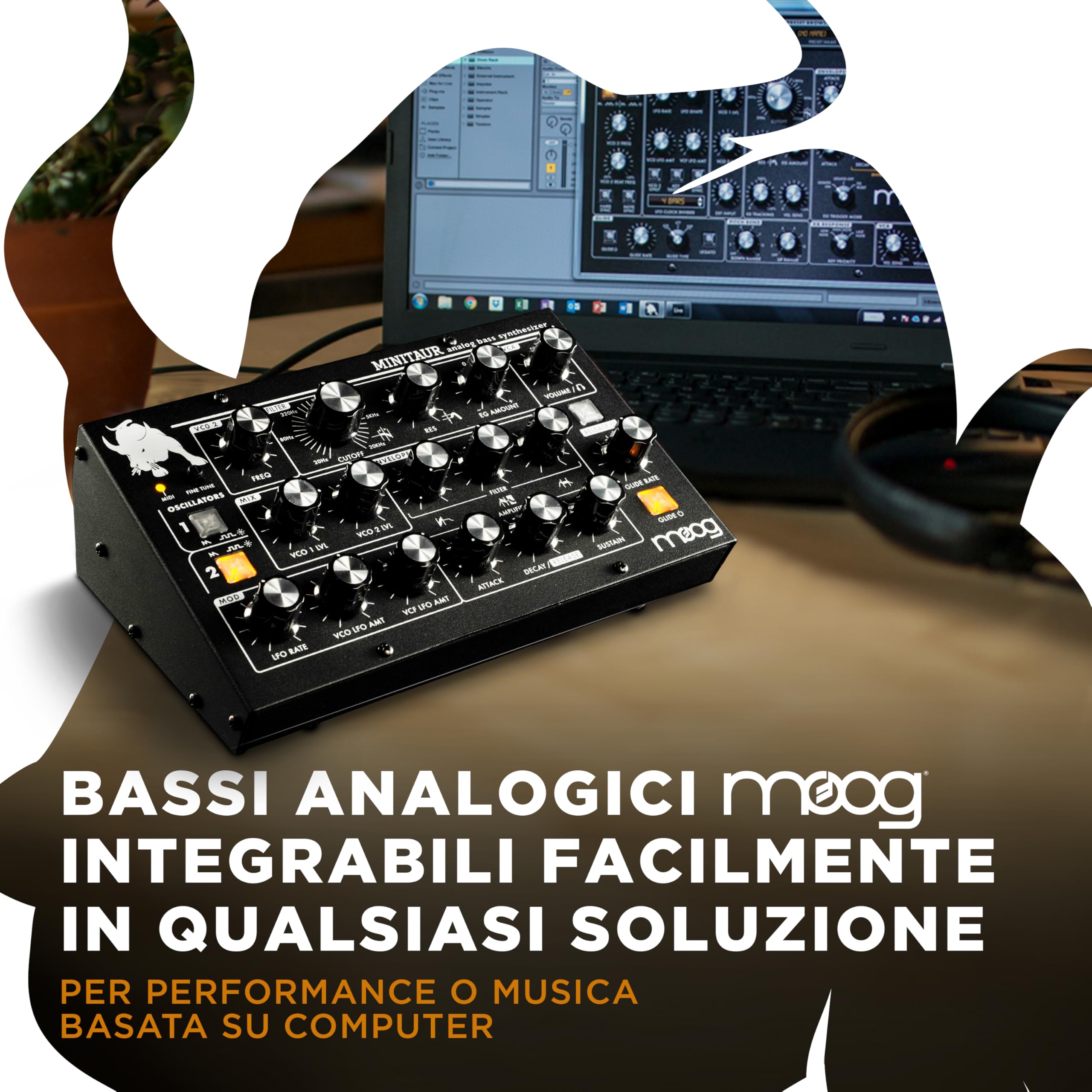 MOOG Minitaur - Modulo Basso-Synth Analogico con Amplificatore per Cuffie, 128 Preset e Software Editor