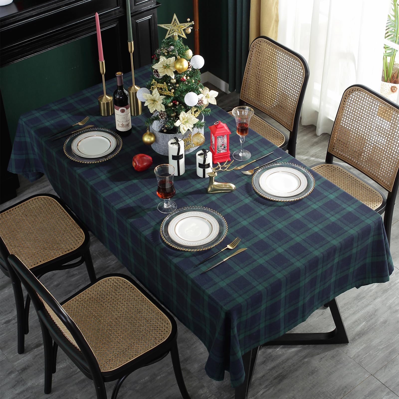 ZIQINPSQ Nappe de table rectangulaire vichy bleu et vert pour toutes les décorations de mariage, anniversaire, Noël, fête quotidienne, 140 cm x 300 cm