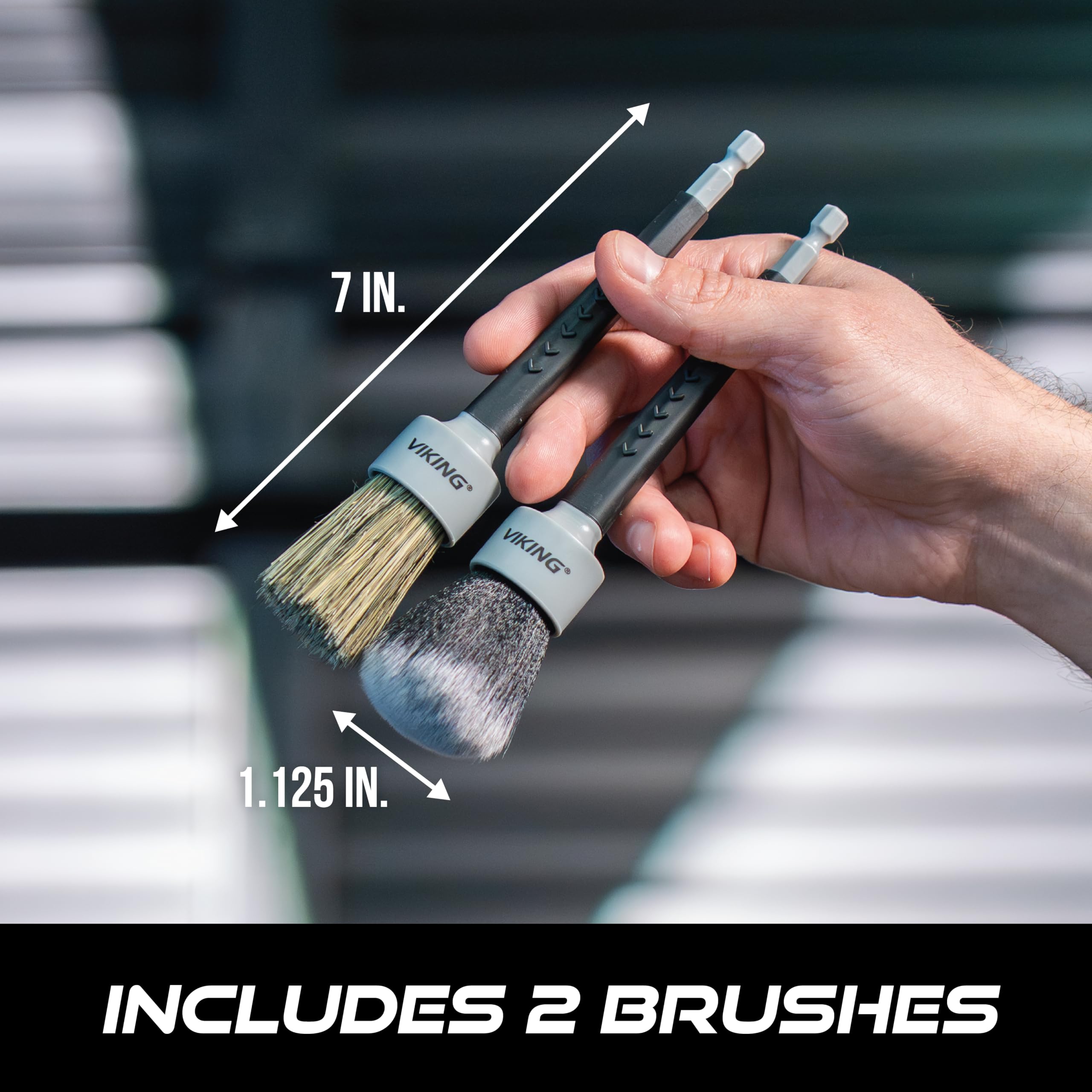 VIKING Bohrer-Detail-Pinsel-Set, professionelles 2er-Pack mit superweichen Borsten für den Innenbereich, und Premium-Borstenmischung für Außendetails und Auto-Detaillierungs-Kit