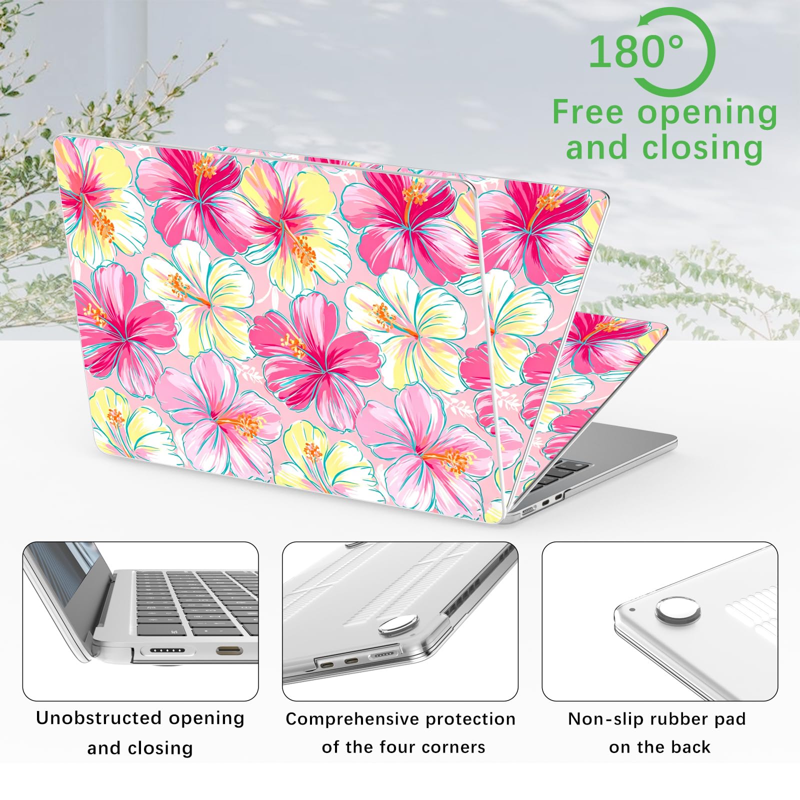Joyland Funda rígida de plástico compatible con MacBook Neo de 33 cm, modelo A3404, diseño de flores