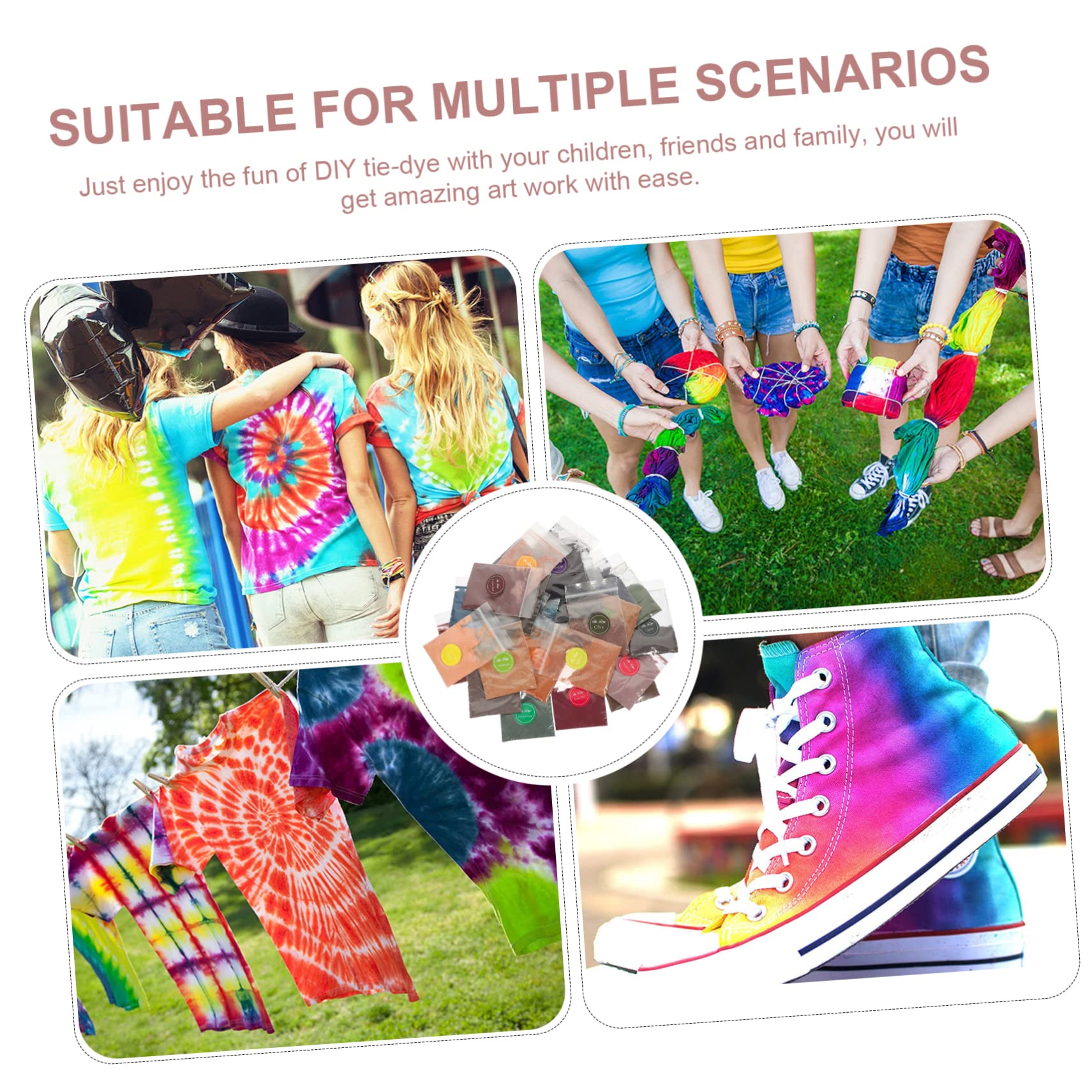 VILLCASE Kit Grande de Teñido Anudado Colores Ricos y Brillante 32 Bolsas de Polvo para DIY Tie-dye para Camisetas y Sombreros, Adecuado para Proyectos Familiares y Diversión