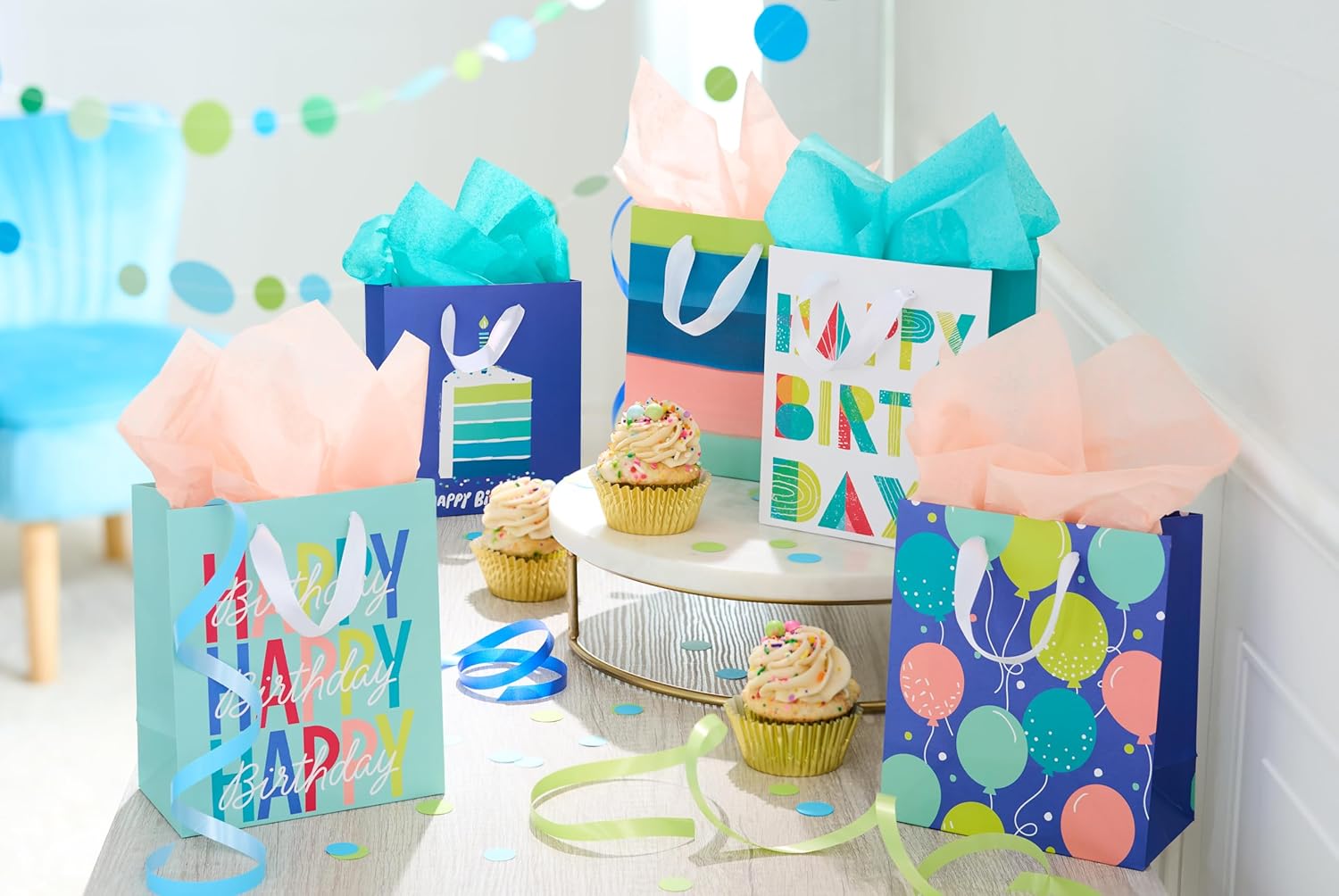 American Greetings 6.5" Small Gift Bags for Birthday and Celebrations (5-Count) - Image 8