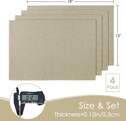 Miniatura 4 de MANSPHIL Juego de 4 manteles individuales lavables de algodón grueso, de lino sintético, resistentes al calor, de doble capa, para comedor, cocina,