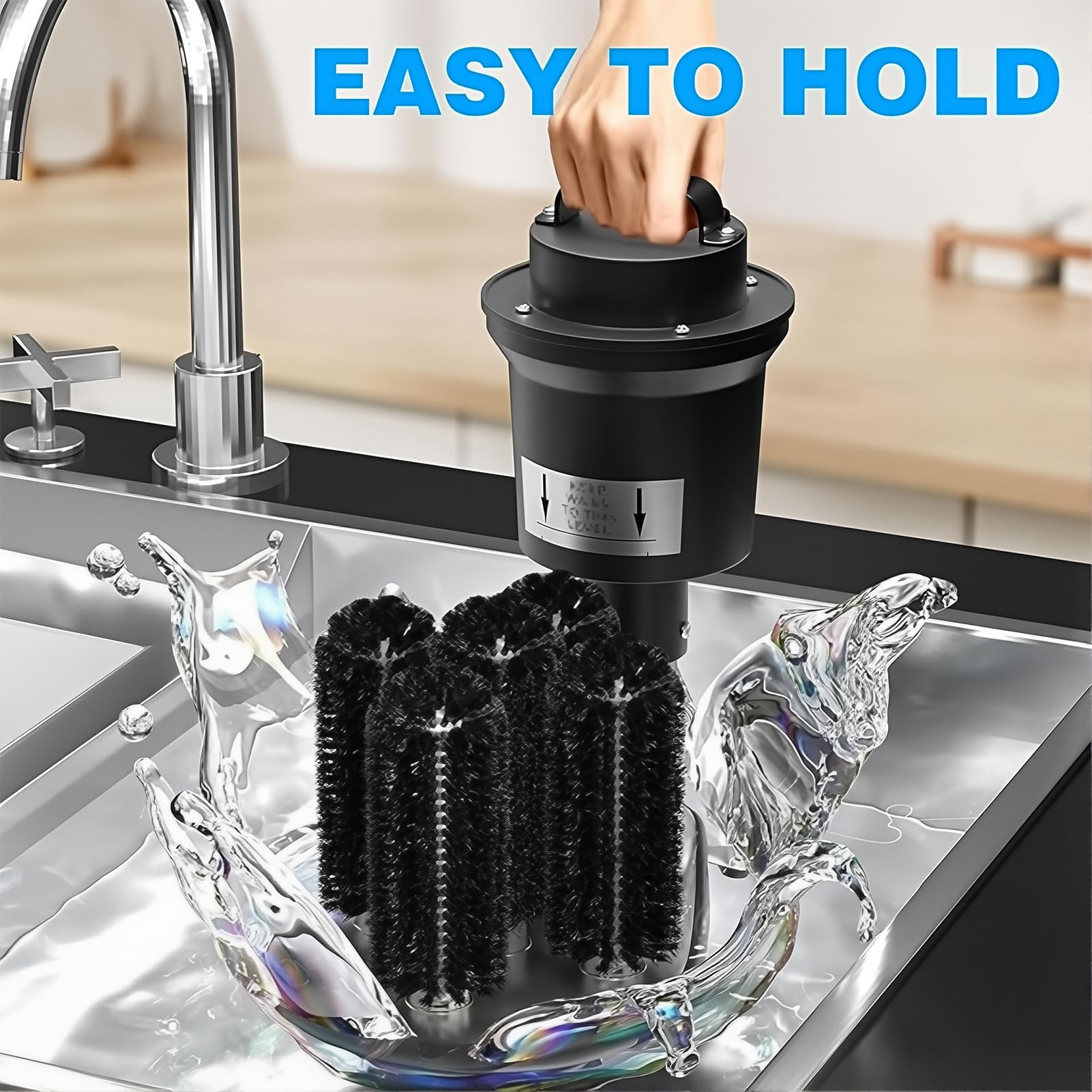 Lave-Verres Commercial, Polisseuse Électrique pour Verres à Vin avec 5 Brosses et Nettoyage à 360°, Polisseuse à Verres en Acier Inoxydable 304 pour 1200 Tasses par Heure pour Bars, Cafés