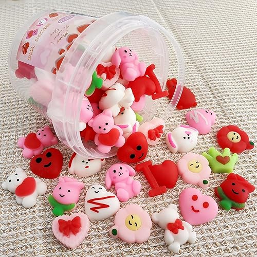 36 piezas de juguetes esponjosos Mochi para el día de San Valentín, mini esponjosos Kawaii para niños, recuerdos de fiesta, premios escolares,