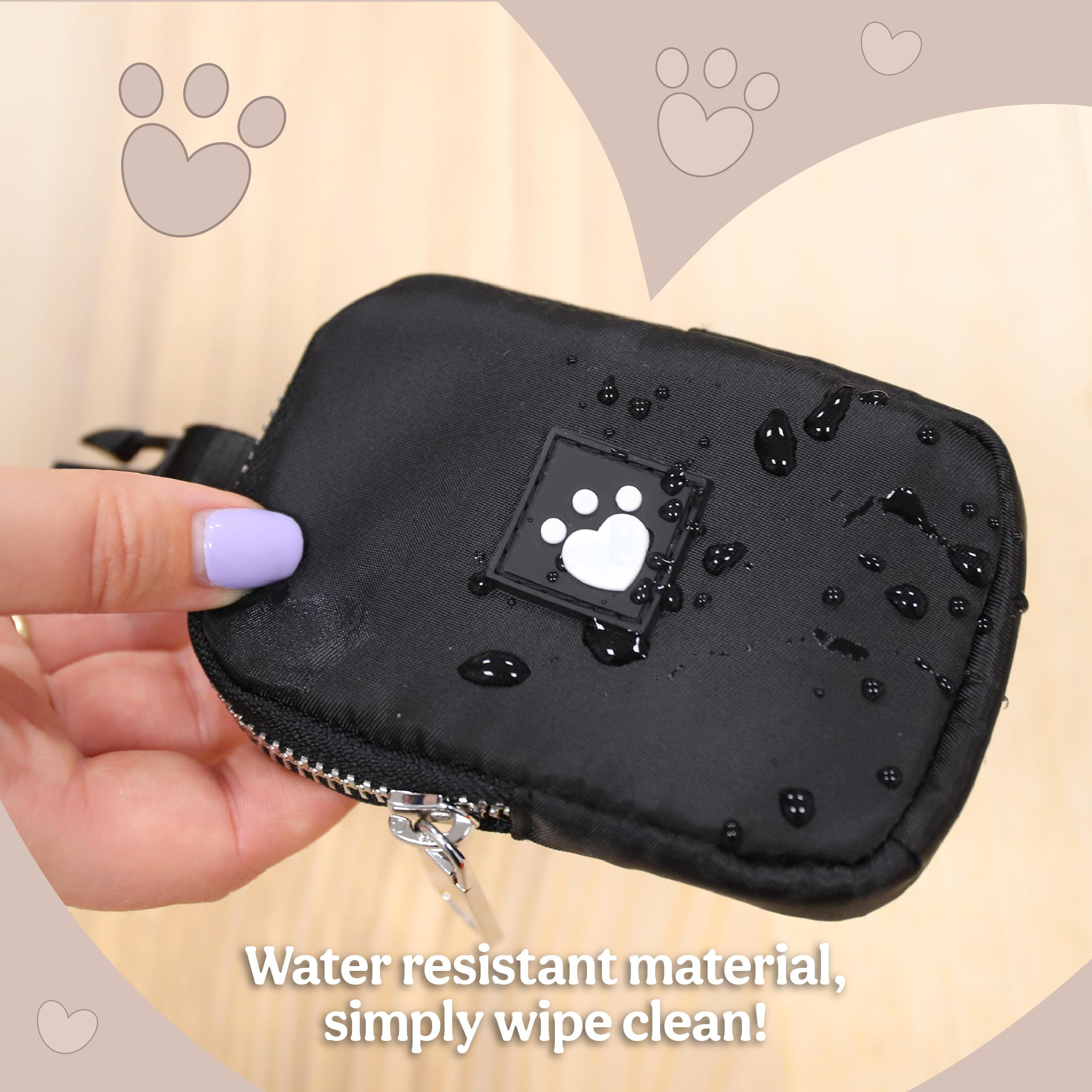 Rosewood Dog Walking Bag with Detachable Treat Pouch & Poop Bag Dispenser, Black - Image 3