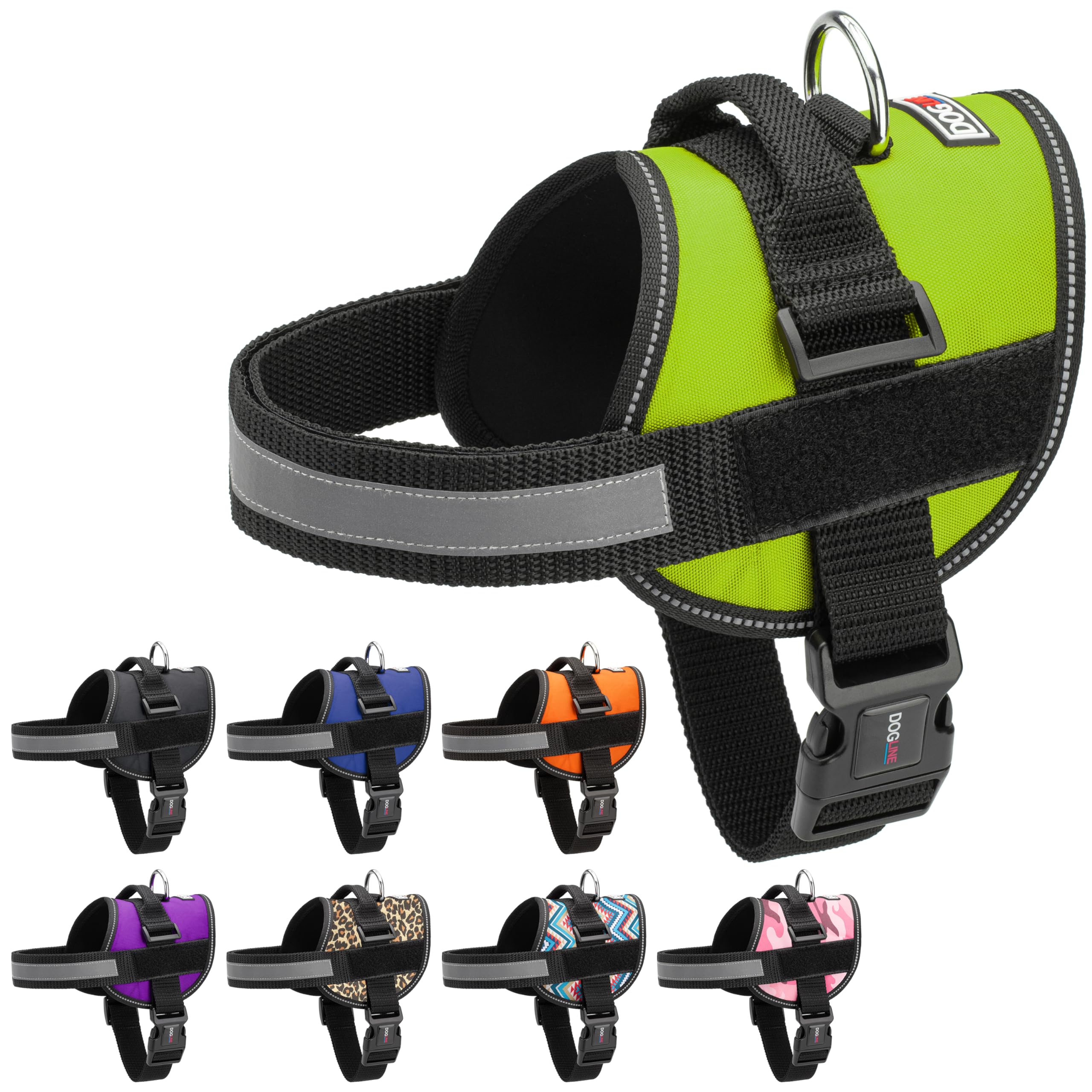 Dogline Dog Harness, Reflective No-Pull Adjustable Vest with Handle for Walking, Training, Breathable, No - Choke Harness for Small, Medium or Large