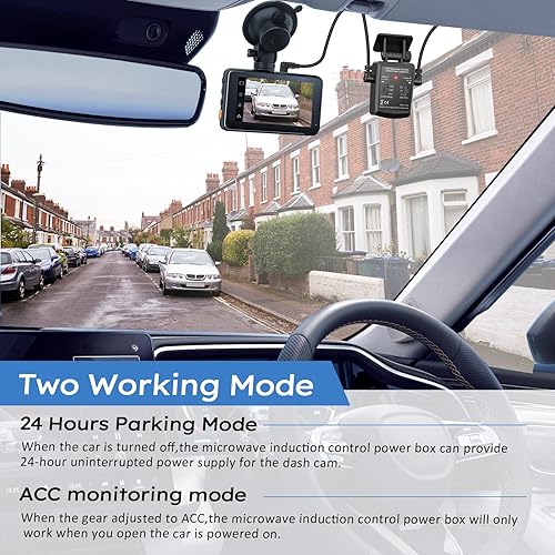 Miniatura 6 de Kit de cableado de cámara de salpicadero USB C con detección de radar de microondas, kit de cableado de 12V-24V a 5V3A, adaptador de cámara de
