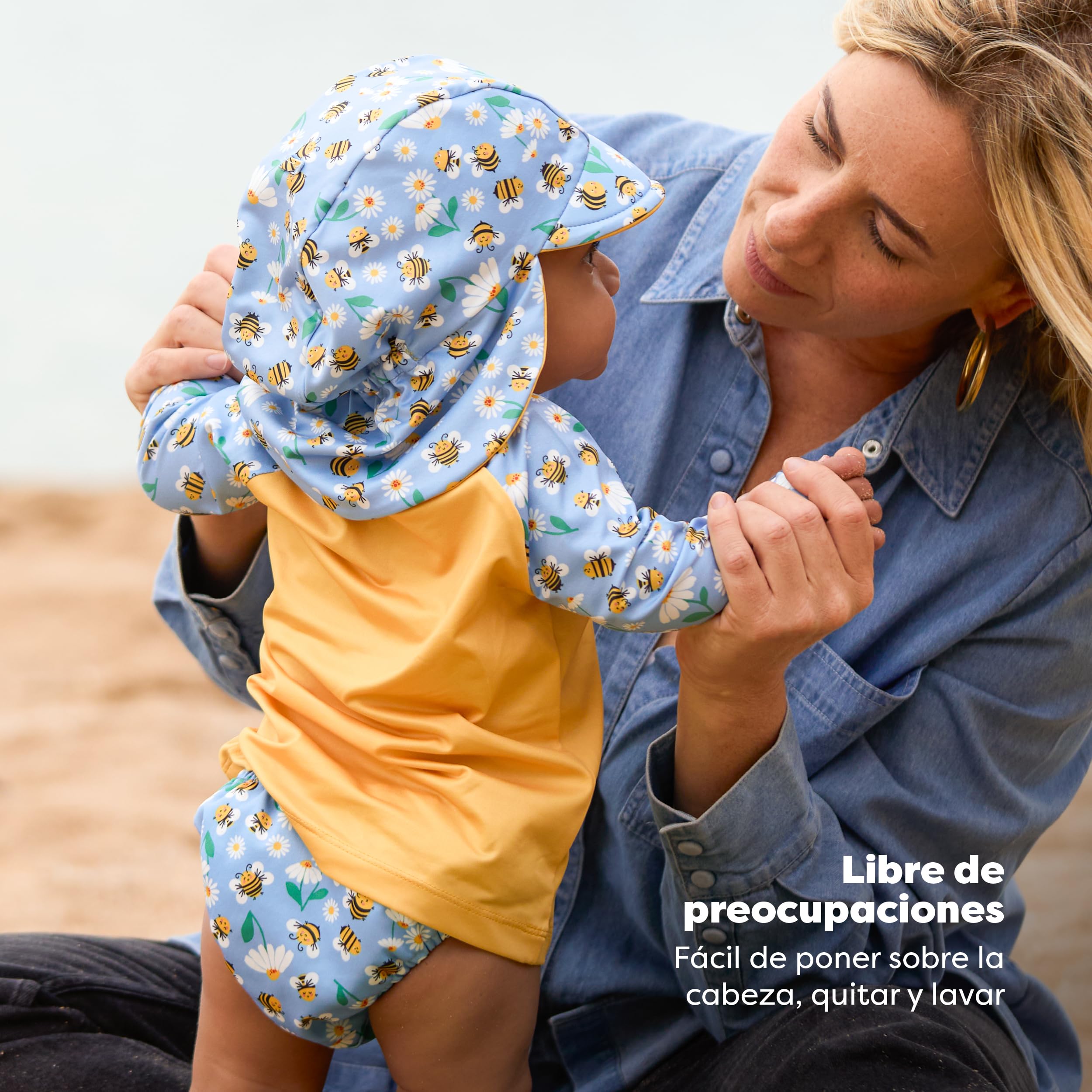 Bambino Mio Conjunto de pañales de natación reutilizables para bebé y niño pequeño unisex (1-2 años) ABEJAS ATAREADAS, protección UPF 40+ | pañales de baño, camiseta y gorro de baño — view 4