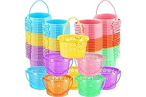 100 Pack Easter Plastic Basket: Bulk Colorful Round Egg Baskets