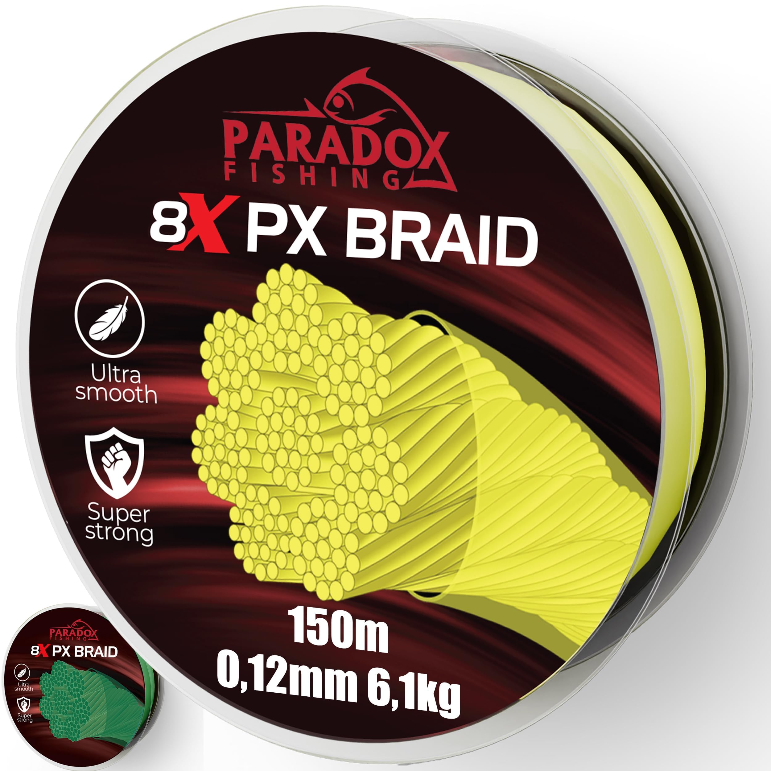 8 x PX Braided Fishing Line 0.10 mm - 0.28 mm - Braided Fishing Line - Tight Braided - Perfect for Spin Fishing for Perch, Pike or Zander