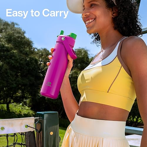 Miniatura 74 de ENCOOL Botella de agua aislada con popote, de acero inoxidable, a prueba de fugas, sin BPA, al vacío de doble pared que se mantiene fría durante 24