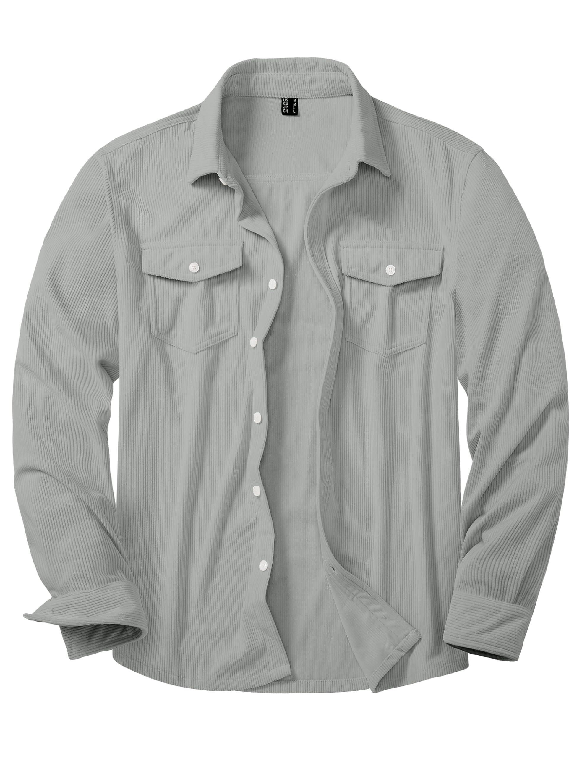 MAGNIVIT Men's Long Sleeve Lightweight Corduroy Work Shacket Shirt Jacket Casual Button-Up Overshirt with Pockets