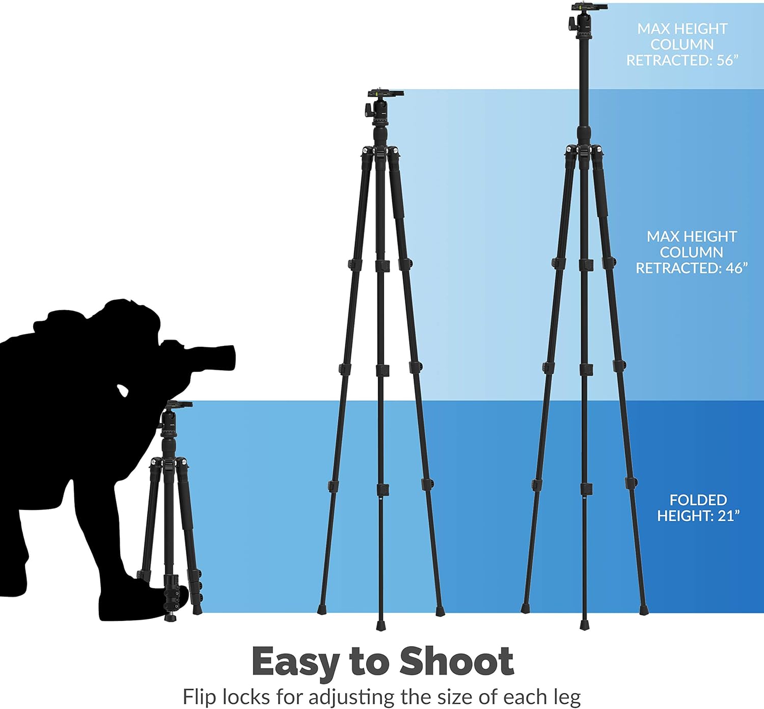 Sabrent 56 Inch Aluminum Tripod with 360 Degree Full Motion Camera Mount, Compact Version (TP-ALB6)