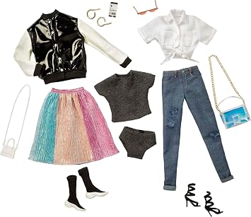 Barbie Signature @BarbieStyle Fashion Doll & Clothing Set, Brunette with 2 Tops, Skirt, Jeans, Jacket, 2 Pairs of Shoes & Accessories