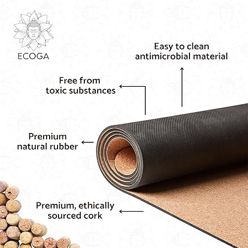 Miniatura 2 de Esterilla de yoga de corcho premium con marcas de alineación  Esterilla de yoga caliente antideslizante de 0.197 in de grosor  Ecológico no tóxico