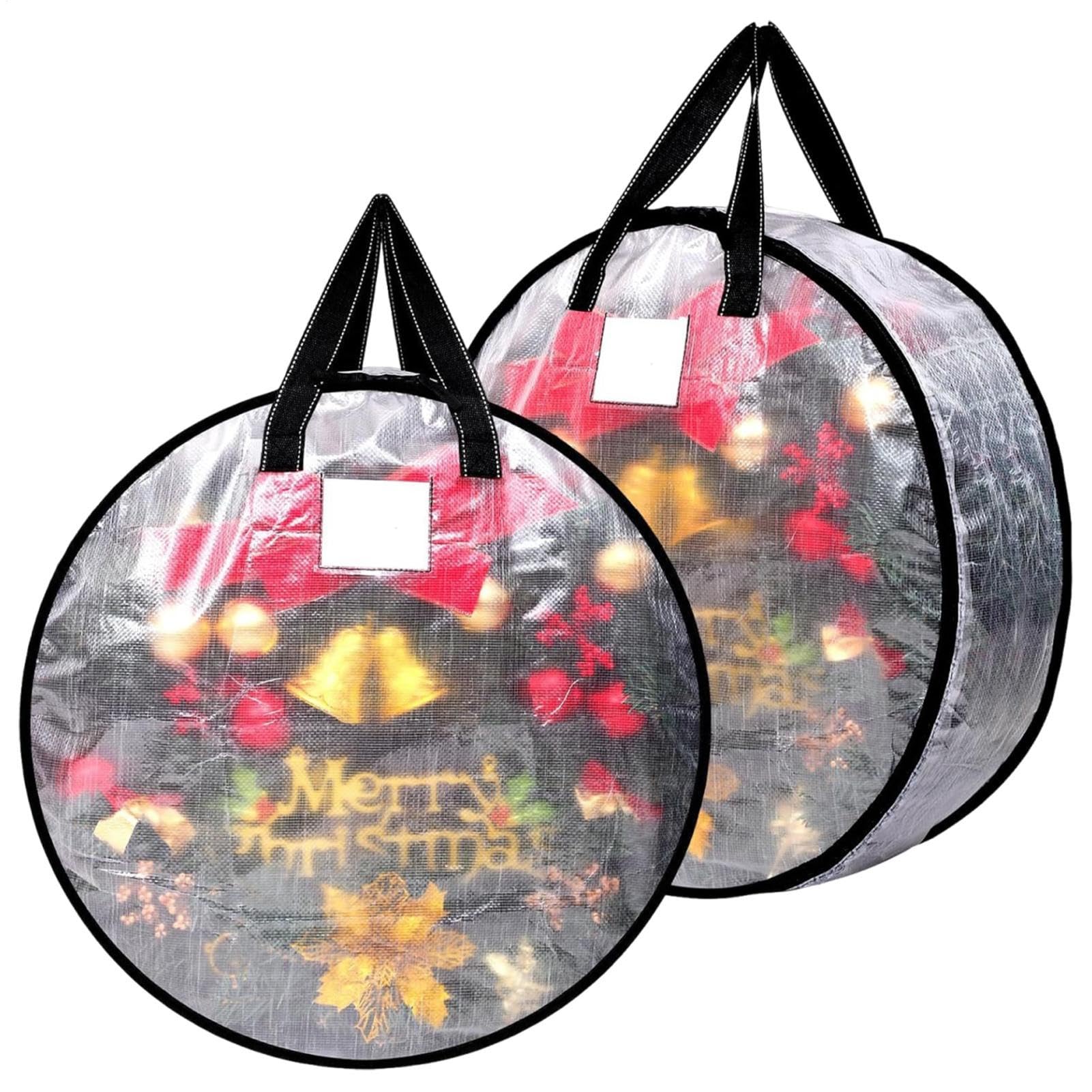 Boîtes de stockage à couronnes transparentes lot de 2 pour rangement de Noël