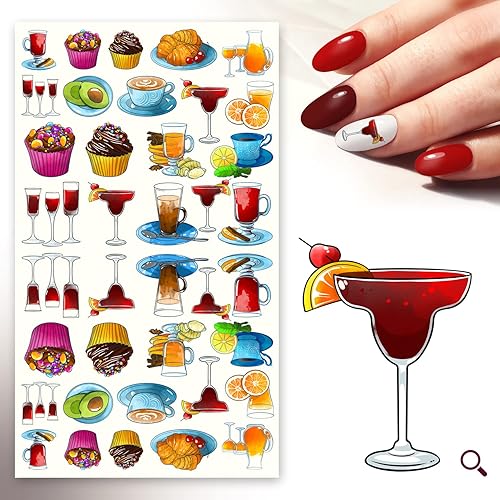 Miniatura 4 de Calcomanías de uñas (5 hojas) FLONZNAIL Sweet Night Coctail Dinner Decoración de uñas