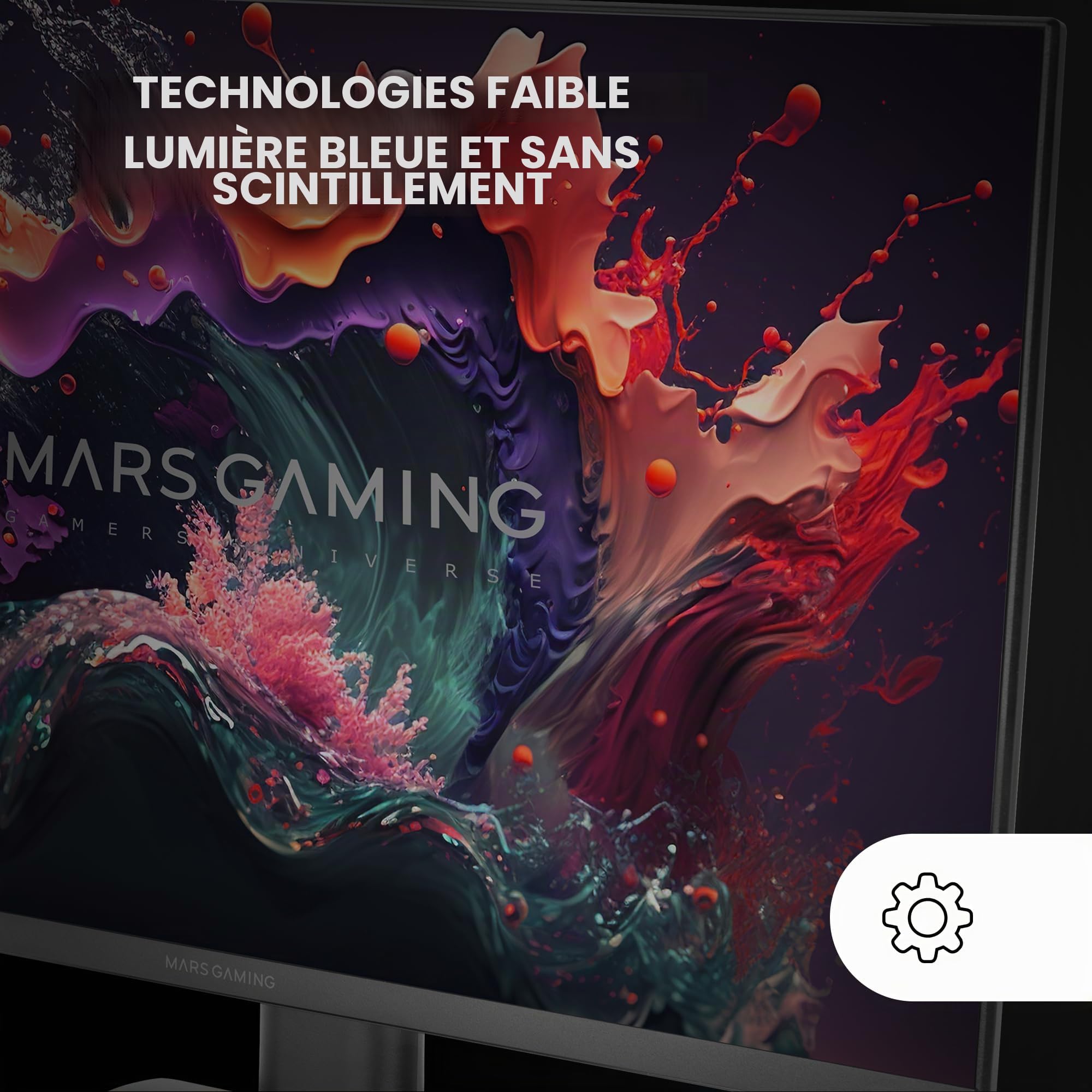 Mars Gaming MV-24, Moniteur 24" IPS FHD 120Hz, HDR10 1ms, FreeSync et G-Sync, Écran PC Enceintes Intégrés, Inclinaison 25°, Low Blue Light et Flicker Free, HDMI + DisplayPort + Jack 3.5mm, Noir