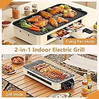 Vista 2 de Electric Indoor Grill 1500W -2 in 1 Smokeless Indoor Grill for Kitchen with Non-stick Removable Grill & Griddle Plate,Temperature Control Korean BBQ