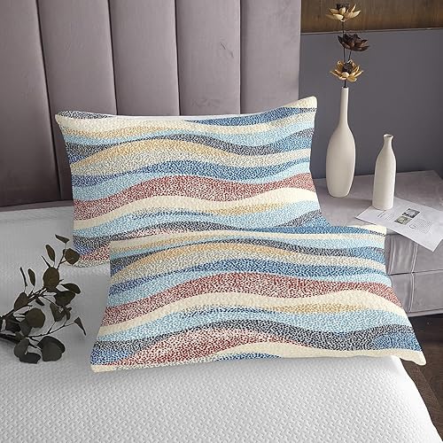 Miniatura 4 de Erosebridal Juego de colcha abstracta de olas marinas tamaño Queen, juego de ropa de cama moderno y minimalista, juego de ropa de cama de verano y