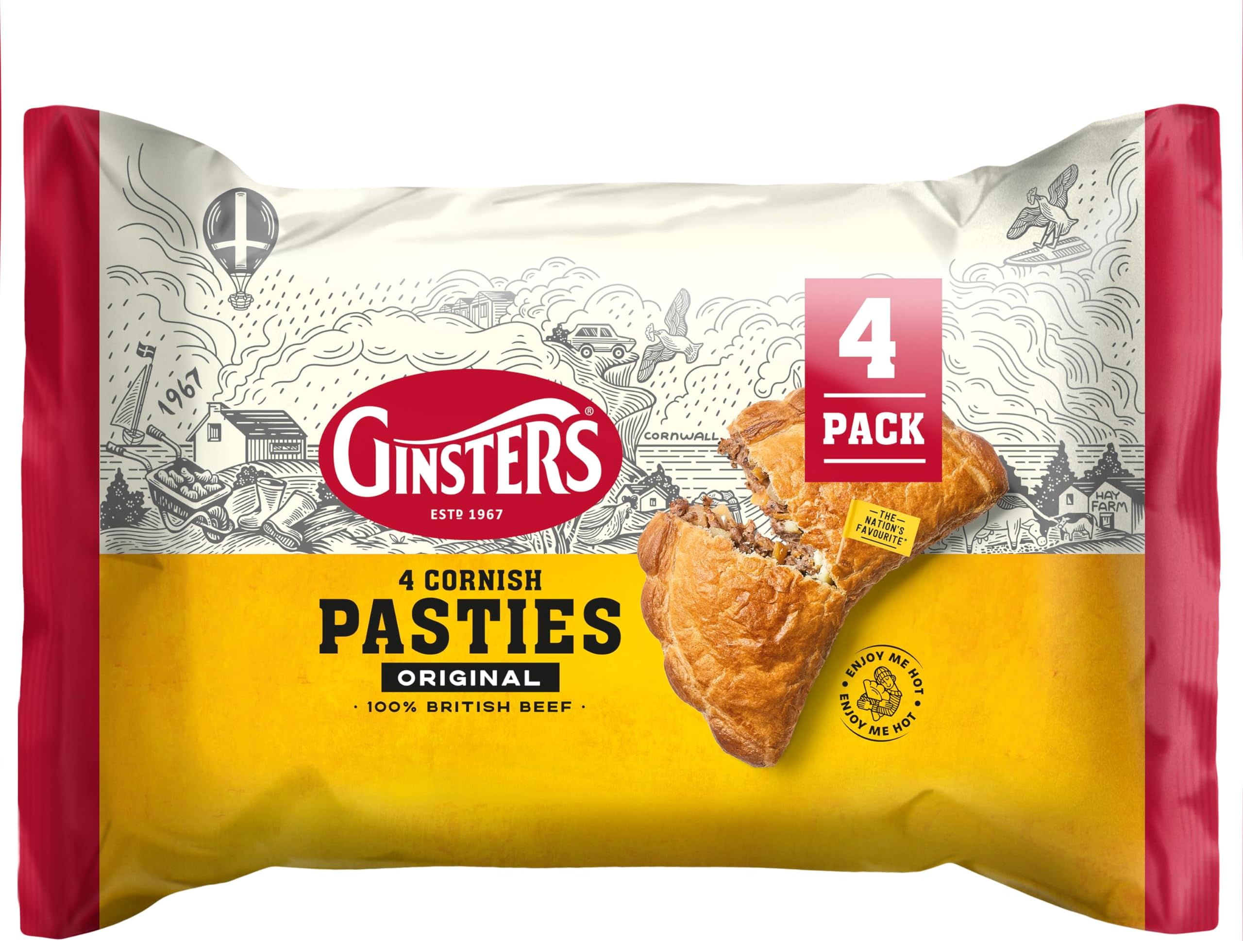 Ginsters Cornish Pasties, 4x130g