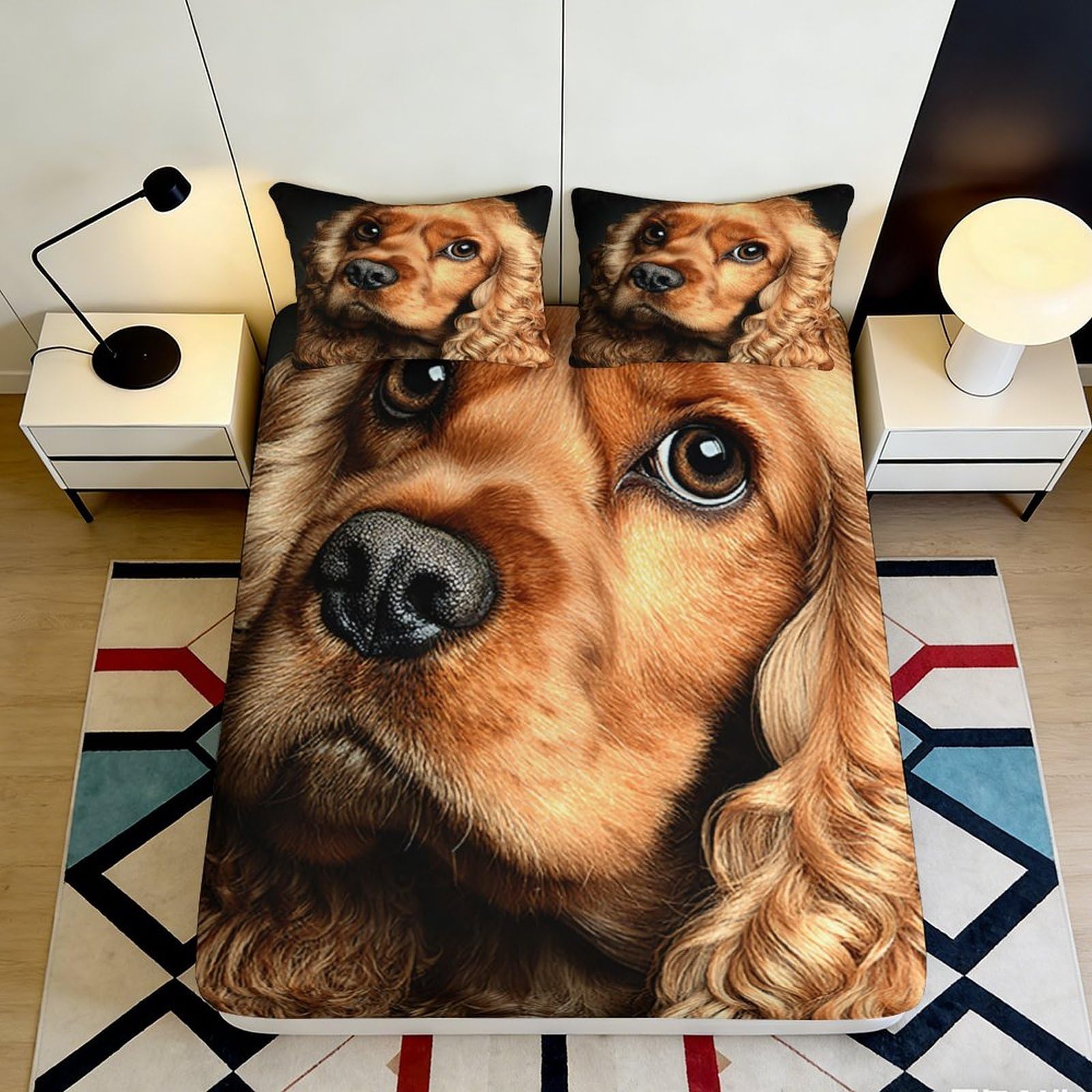 Jqzkxnhpbr Style-9 3D Printed Golden Retriever Fitted Sheet Microfiber Soft Non-Slip Dog Face Mattress Cover For Bedroom Guestroom Decor 90X200x25cm