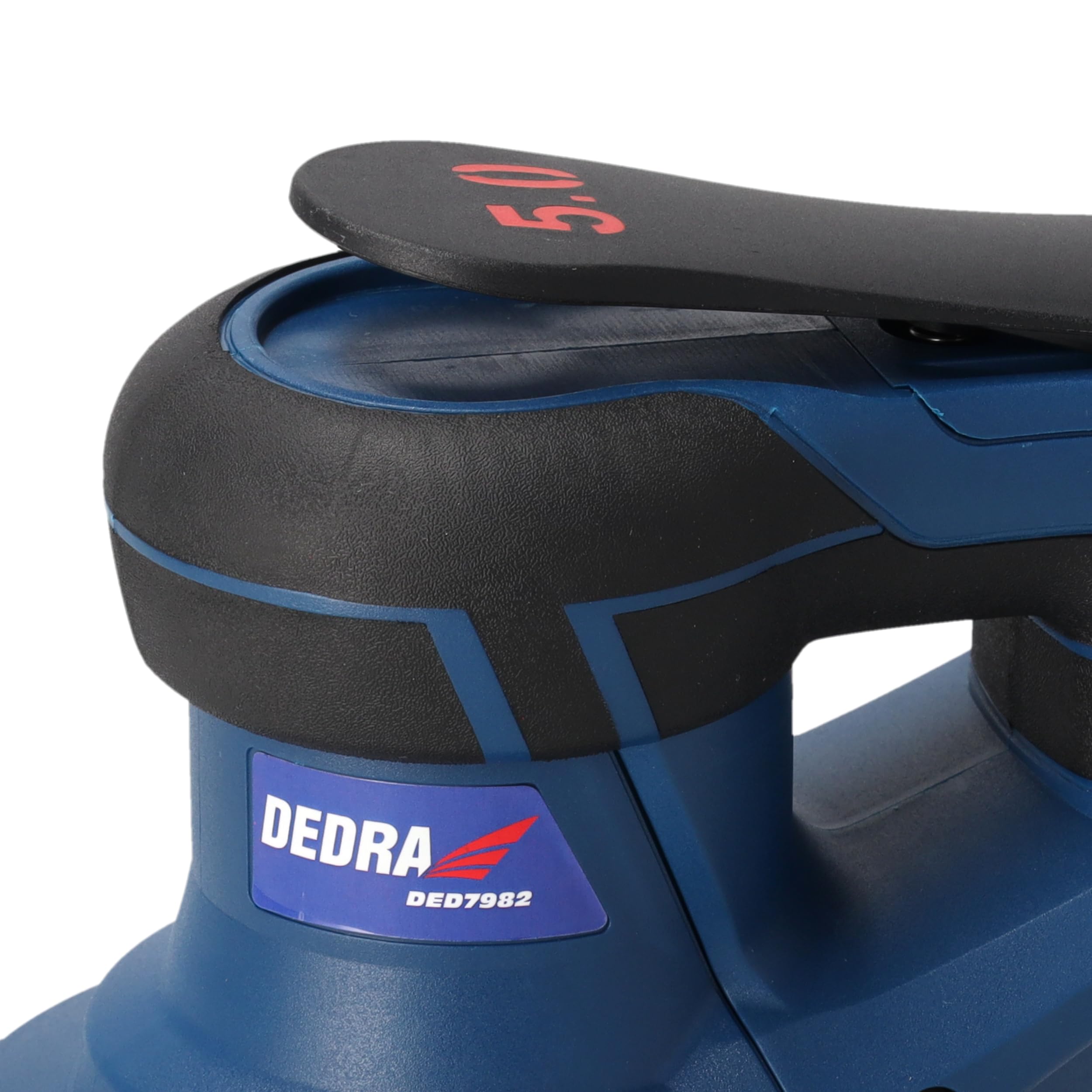 DEDRA Ponceuse excentrique 350 W, Ø 150 mm – Sans brosse, vitesse de rotation réglable 4000–10000 tr/min, aspiration de la poussière, design ergonomique avec poignée douce, kit d'accessoires inclus