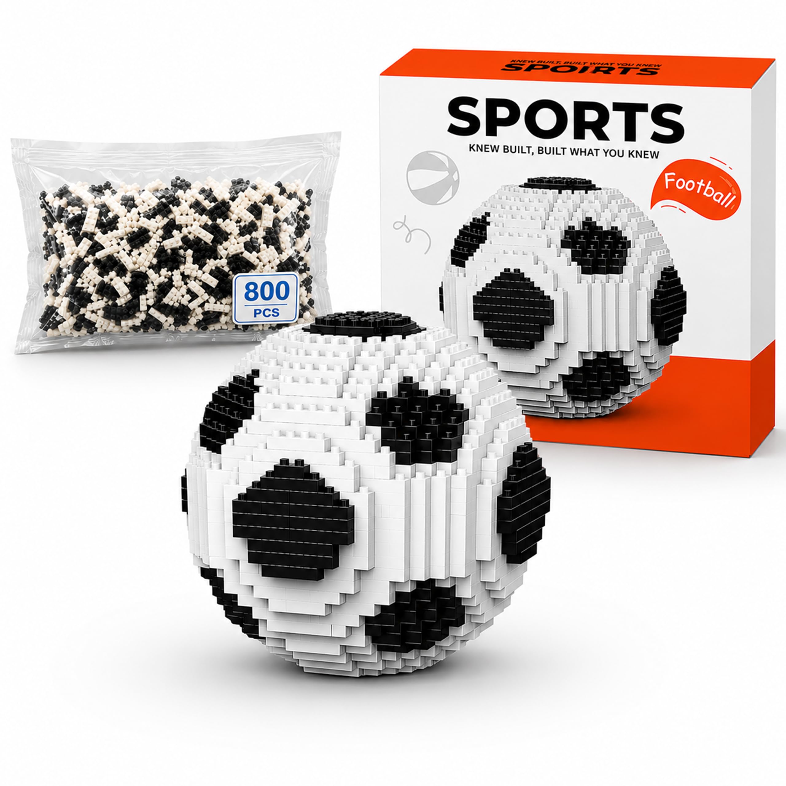 Crafties Football Building Block Set 800Pcs STEM Educational Puzzle Toy Block Decorations | Football Gifts for Boys, Girls Kids Miniature 3D Football Toy Model | Stress Relief Game & Birthday Gifts