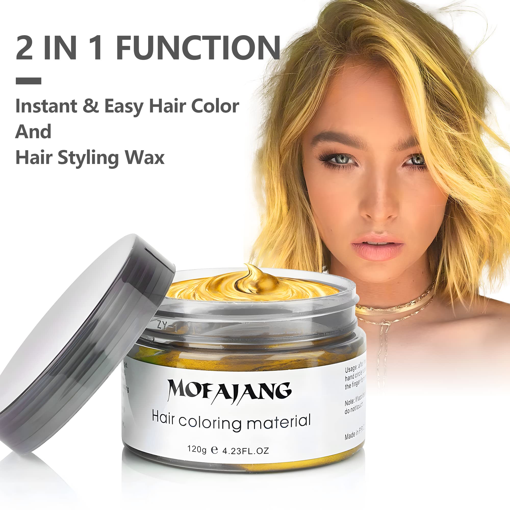Cera Para Tinte Capilar, Natural Temporal Hair Dye Wax, Spray Pelo Color para la Fiesta de Cumpleaños de Halloween 120 g (Oro)
