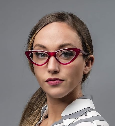 Miniatura 2 de Yogo Vision Gafas de lectura 5 unidades para mujer, lentes de ojo de gato y marco de bisagra de resorte ligero +3.25