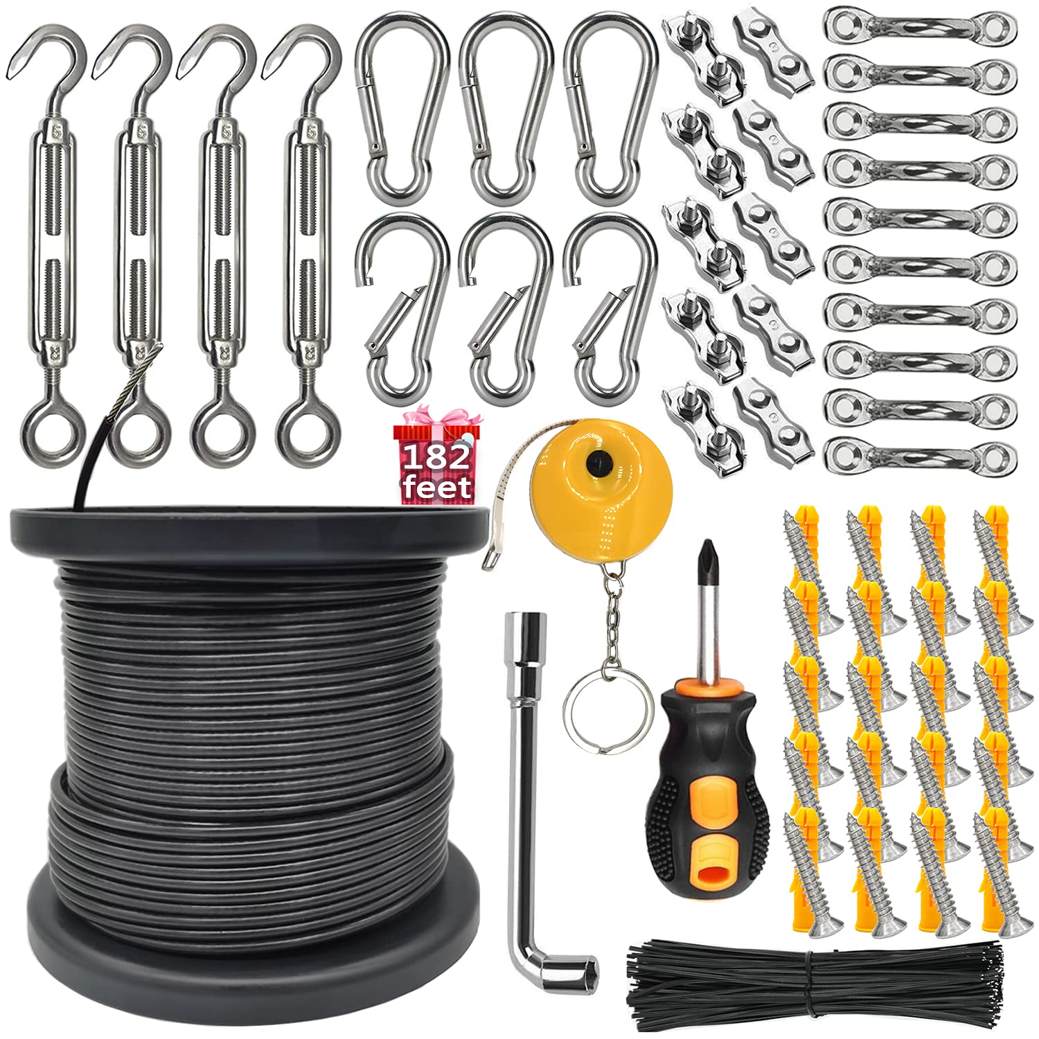 Buy String Light Hanging Kit182FT Guide Wire for Outdoor String Lights