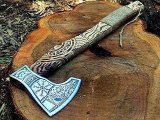 JNR Traders Viking Axe Real Handmade 22" Carbon Steel Camping Viking Tomahawk Axe with Sheath Wood Cutting Splitting Hatchet Axe Ax-3738