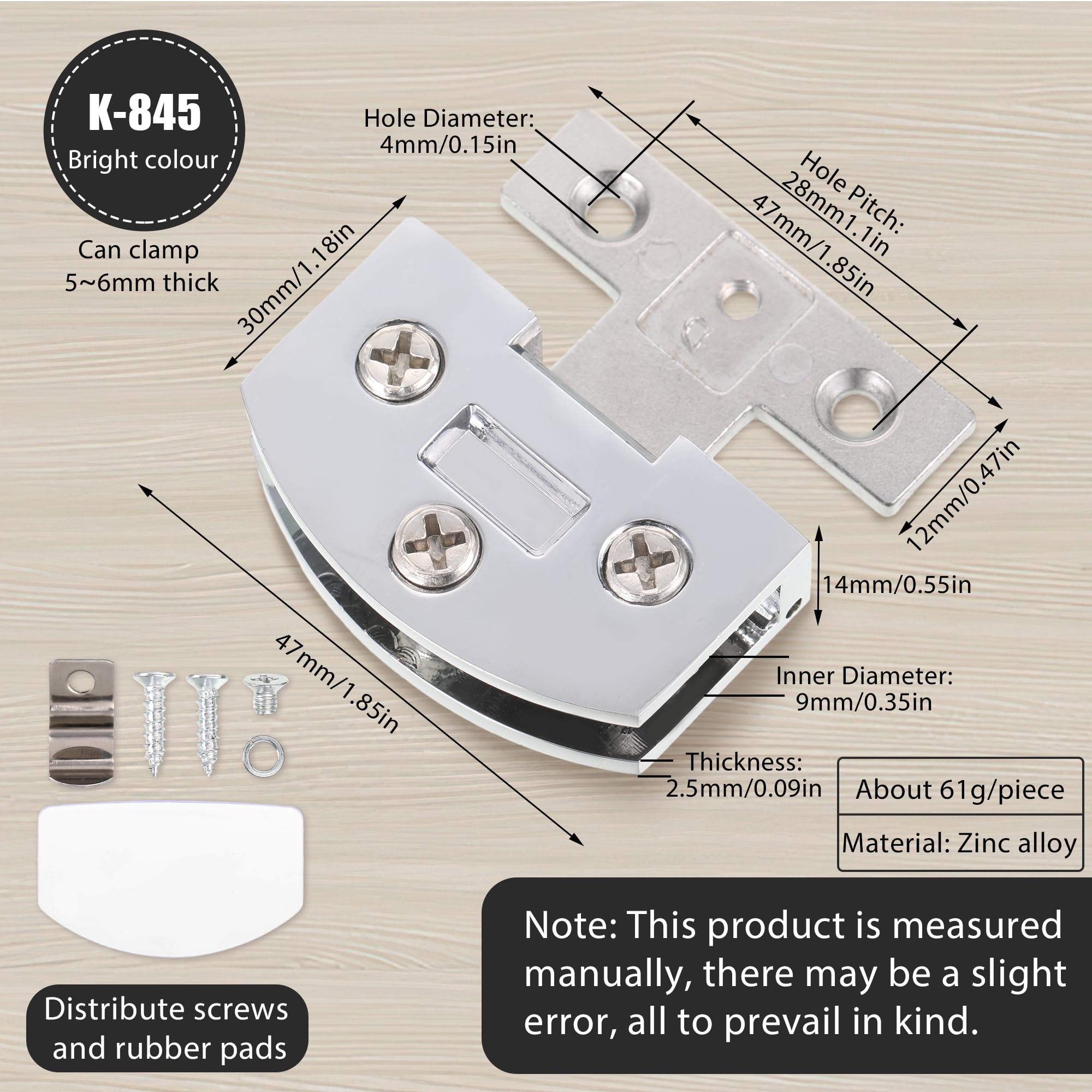 Pivot Hinge 2 Pieces Glass Cabinet Door Hinges Shower Door Pivot Hinges 90 Degree Frameless Glass Door Cupboard Showcase Cabinet Clamp Bathroom Clamp - Image 2