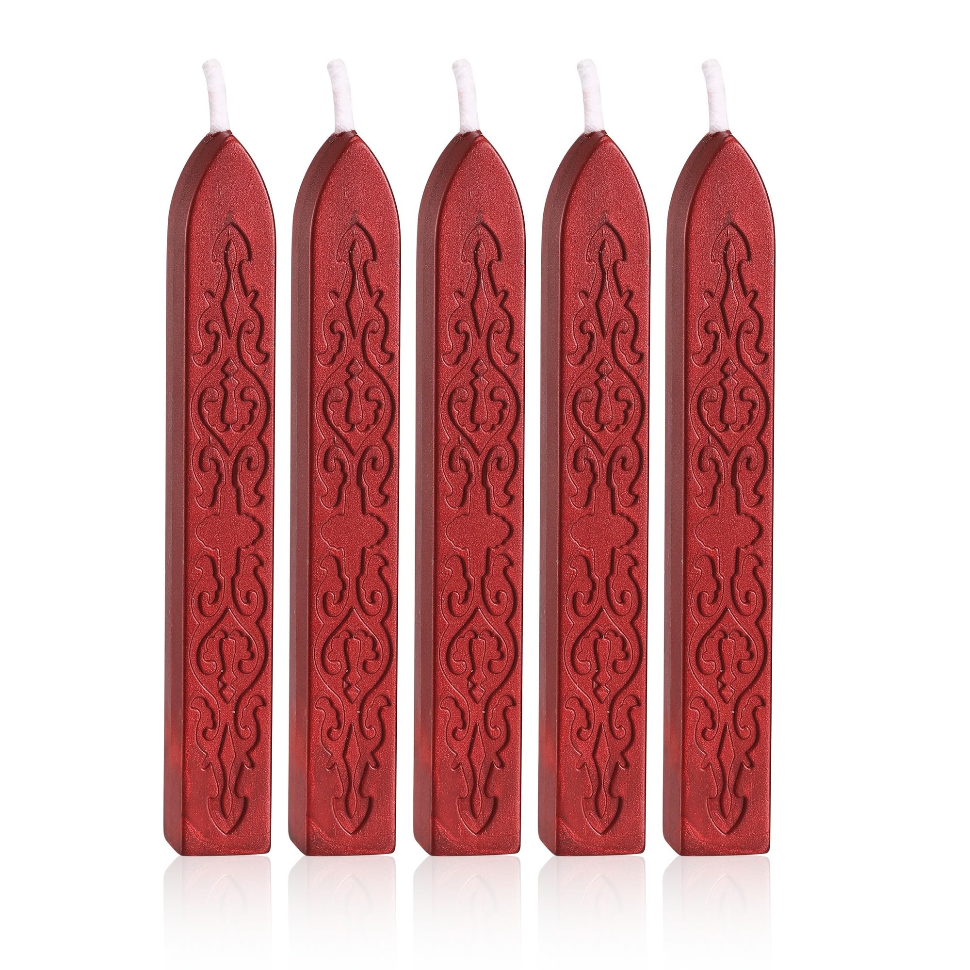 Yoption 5 Pcs Blood Red Sealing Wax Sticks with Wicks for Wax Seal Stamp, Wedding Invitations, Gift Wrapping, Christmas โ image 1