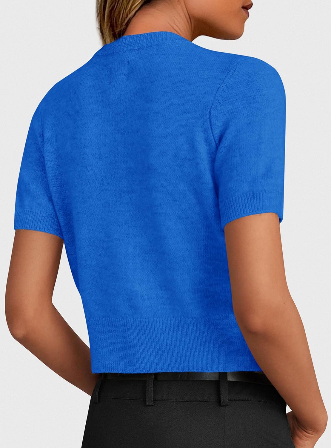 PRETTYGARDEN Womens Casual Summer Short Sleeve Cardigans 2026 Button Down Knitted Sweater Basic Crew Neck Crop Tops - Image 2