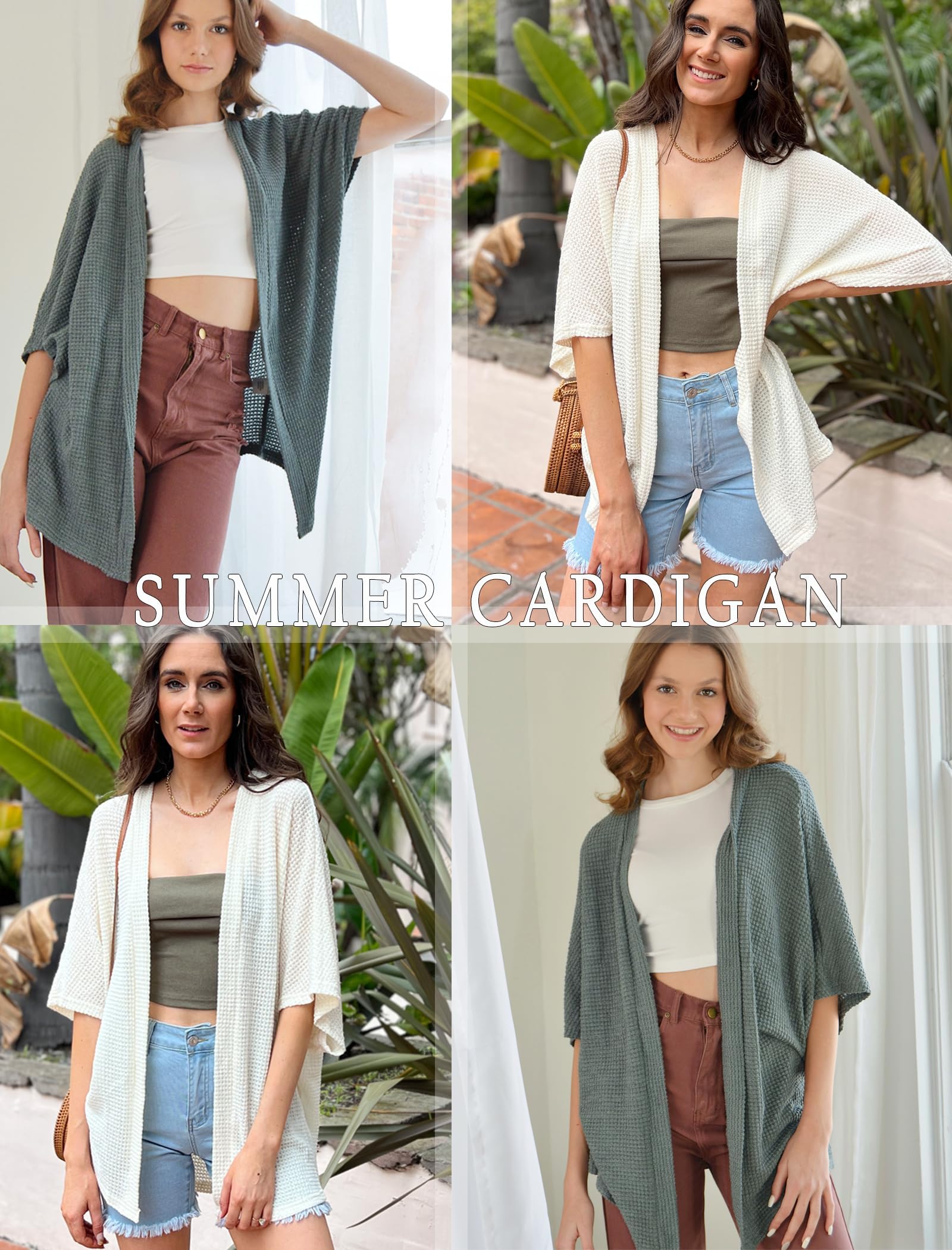 STYLEWORD Strickjacke Damen Leichte Kurzarm Sommer Cardigan Strand Cover Up Kimono Casual Strickmantel