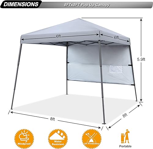 Miniatura 3 de ABCCANOPY - Tienda de campaña de playa desplegable estable con bolsa de mochila, base de 8 x 8 pies  parte superior de 6 x 6 pies, gris