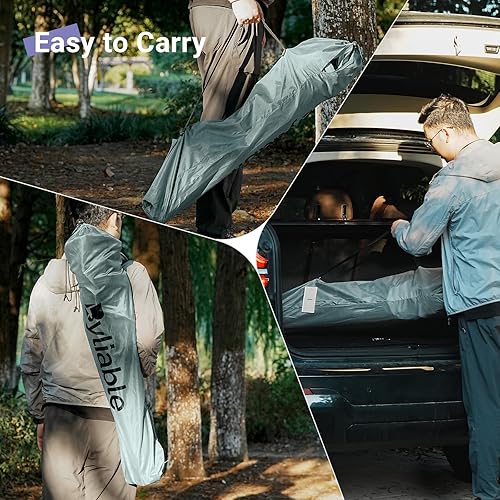 Miniatura 7 de Silla plegable de camping al aire libre, portátil, ligera, sillas plegables para campamento para adultos al aire libre con soporte para tazas, bolsa