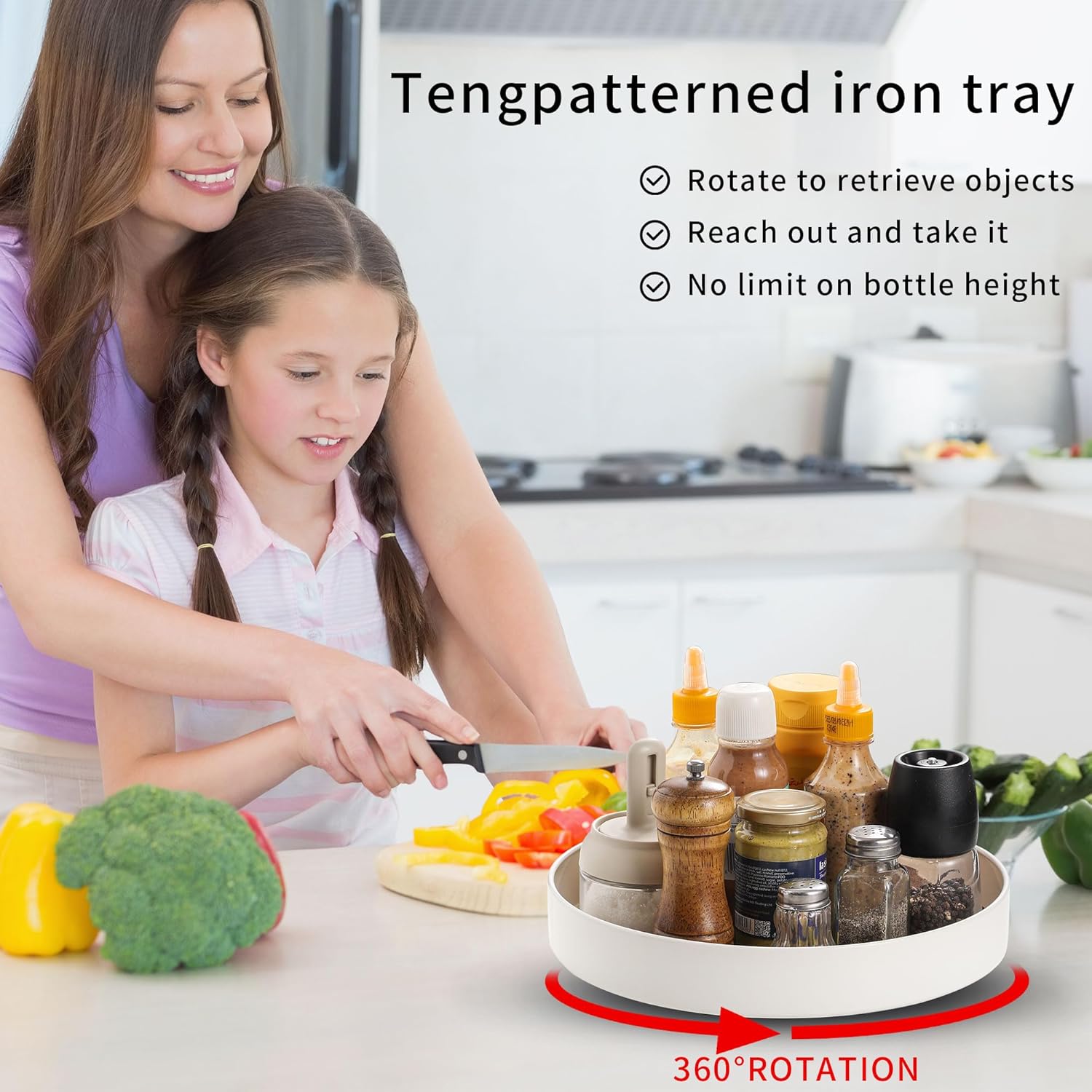 Non-Slip Rotating Lazy Susan Turntable, 360-Degree Swivel, Black with Textured Surface (Black, 10 inches) - Image 9