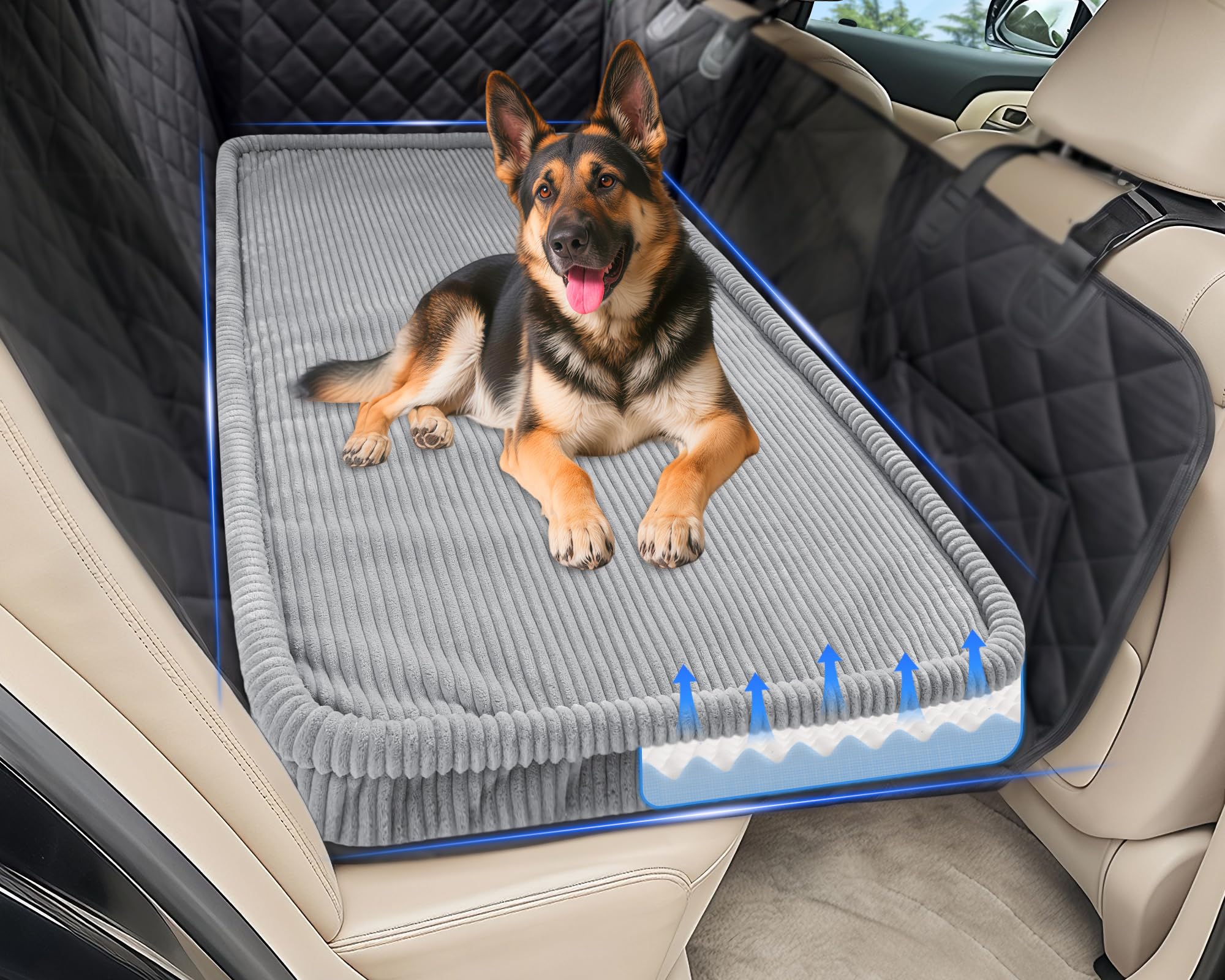 Dog Car Bed Non-Slip Backseat Extender Pet Mat Removable Washable Dog Bed for SUVs Sedans Trucks Anti-Slip Travel