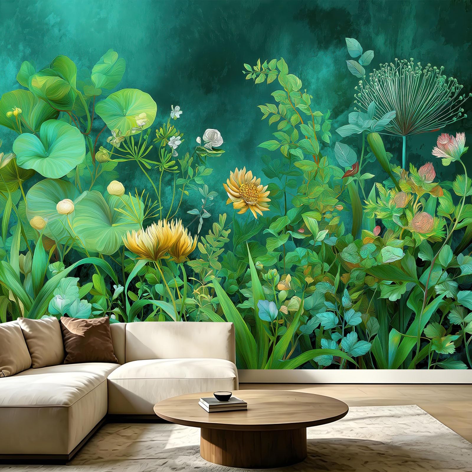 WTD - Papel pintado fotográfico (fieltro, 300 x 210 cm), diseño de plantas naturales