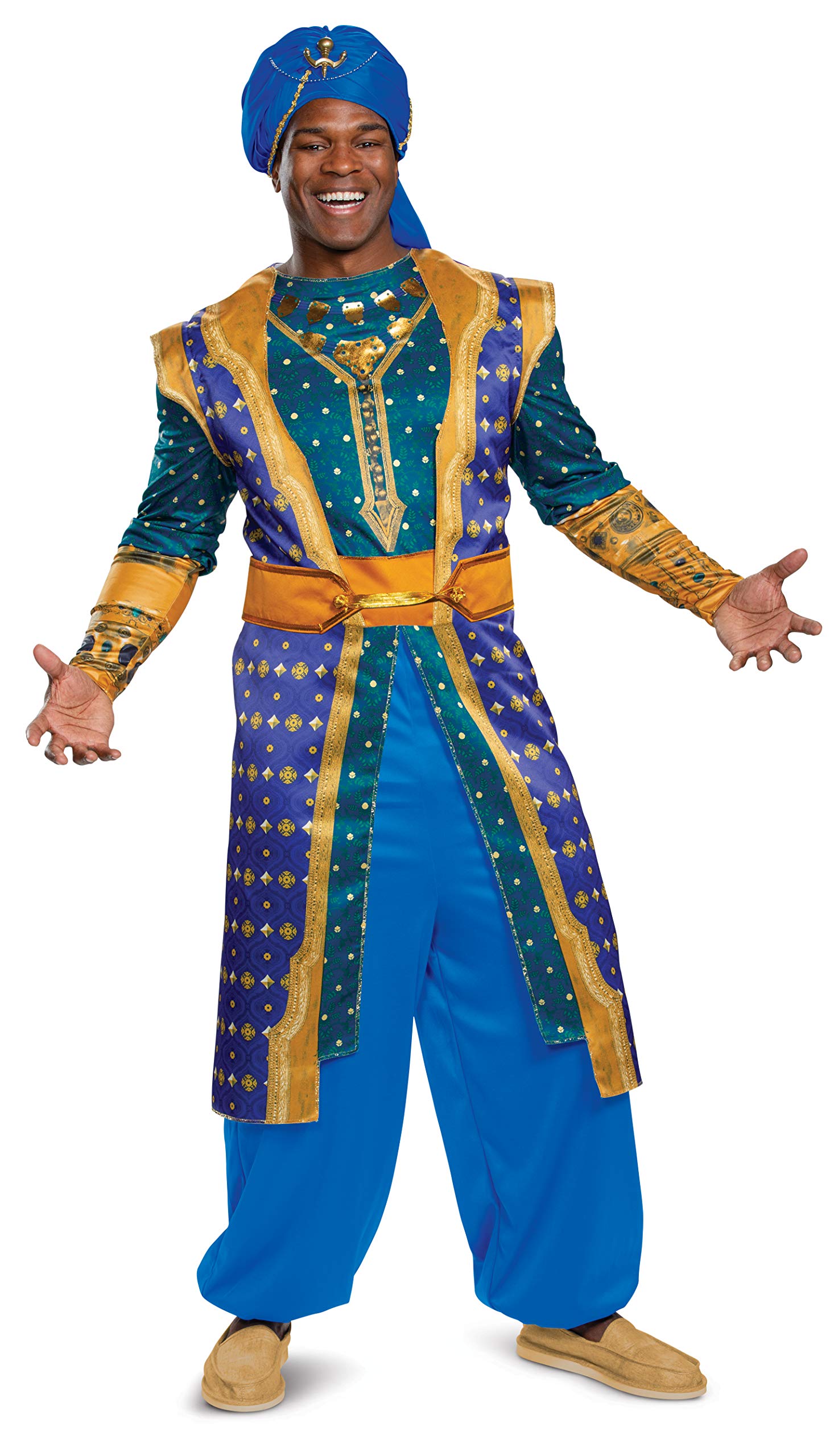 disguise men's genie deluxe adult costume adult costume, blue, xxl (50-52)