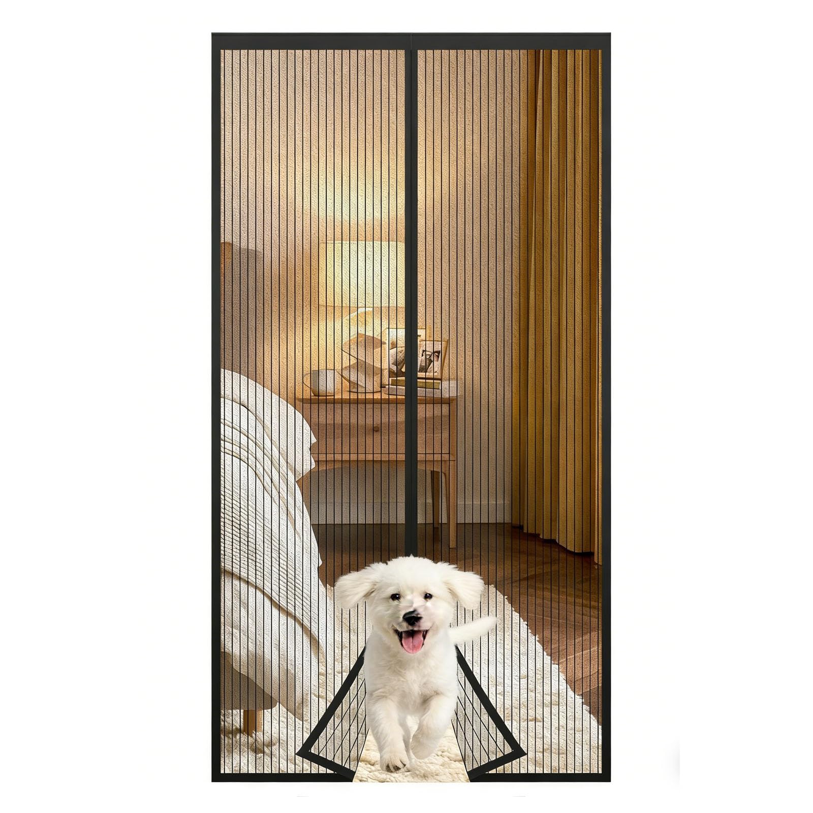 Anpro Fly Screens for Doors,Powerful Magnets and Full Frame Magic Tape Magnetic Door Curtain,Heavy Duty Self-Sealing Mesh,Door Screen Automatically Closes 220 x 100 cm — image 1