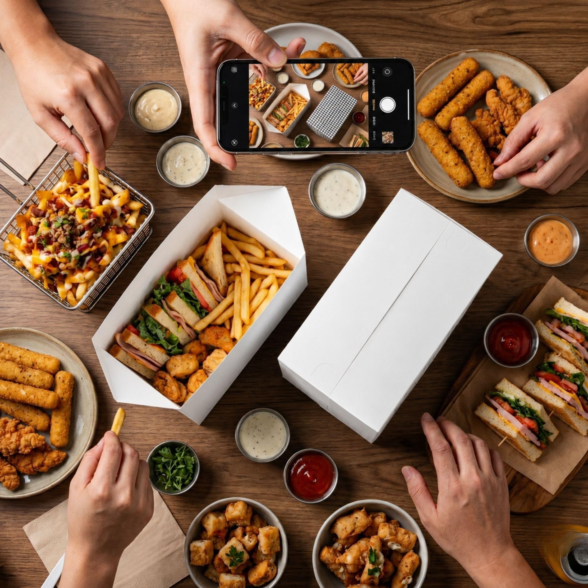 Bio Tek - Cajas para llevar de 80 onzas, 100 recipientes rectangulares para alimentos, cierre superior rápido, desechables, contenedores de papel blanco, a prueba de grasa, para hamburguesas o pollos