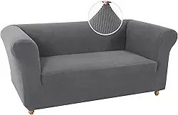 Capa de sofá elástica para sofá Chesterfield Capa de sofá para 2 almofadas de sofá capa de sofá para sala de estar capa de sofá antiderrapante protetor de móveis de animais de estimação tecido jacquard (poltrona, cinza)