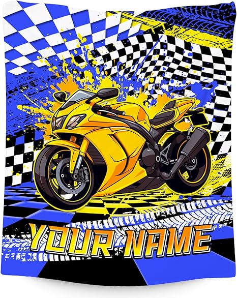 Personalized Blanket for Boys, Motorcycle Blankets Gifts, Custom Car Throw for Kids Grandson, Fluffy Flannel Throw for Boys, 40"x50"