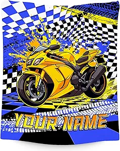 Personalized Blanket for Boys, Motorcycle Blankets Gifts, Custom Car Throw for Kids Grandson, Fluffy Flannel Throw for Boys, 40"x50"