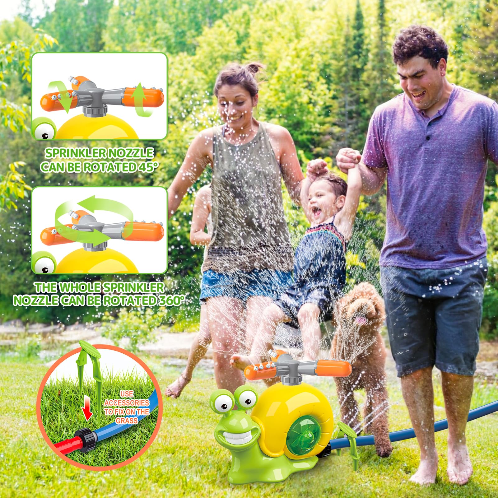 Arroseur Jeu D'eau 5 En 1 Pour Enfants - Baseball + Fontaine - Jouet été Jardin, Piscine - Avec 2 Buses - Pour Enfants 3-12 Ans