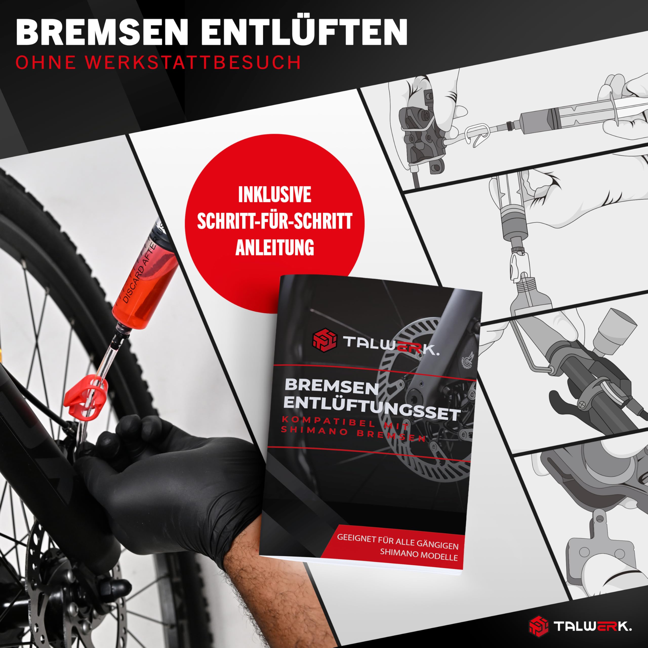 TALWERK® Shimano Entlüftungsset [XXL-Set] - Entlüftungskit für Shimano Scheibenbremsen